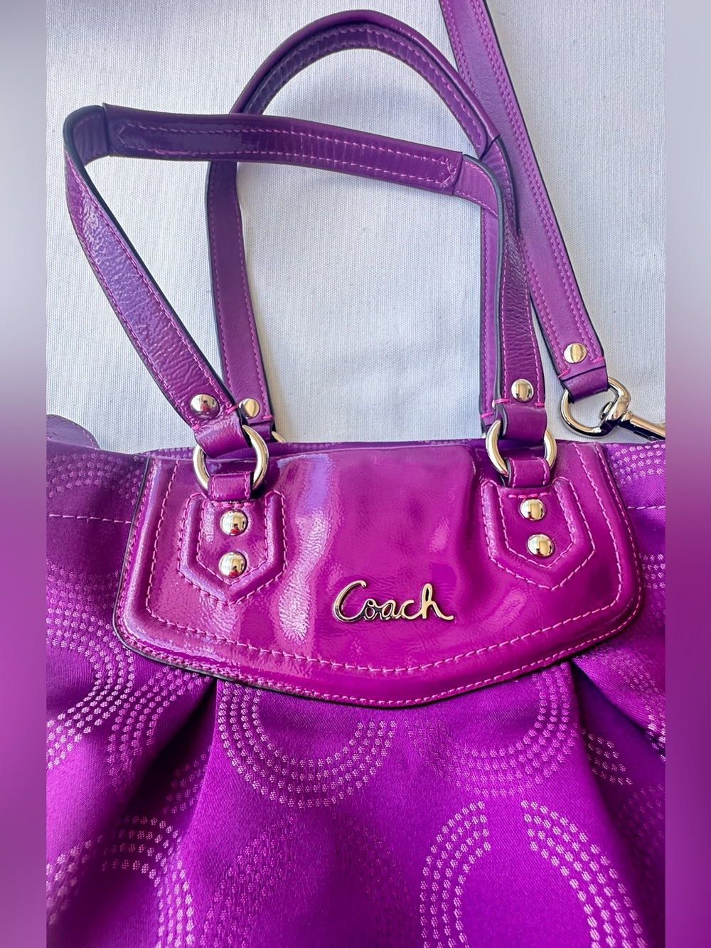 Coach Purple Signature Tote with Removable Strap - Picture 5 of 11